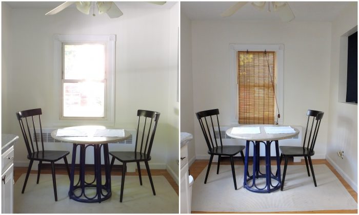 Bamboo blinds before and after